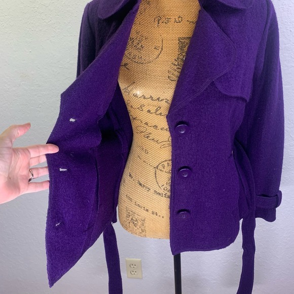 SANDRO Wool Structured VNeck Collared Belted Button Front Business Office Blazer - Picture 10 of 13